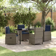 Set da Pranzo per Giardino 5 pcs Grigio Poly Rattan