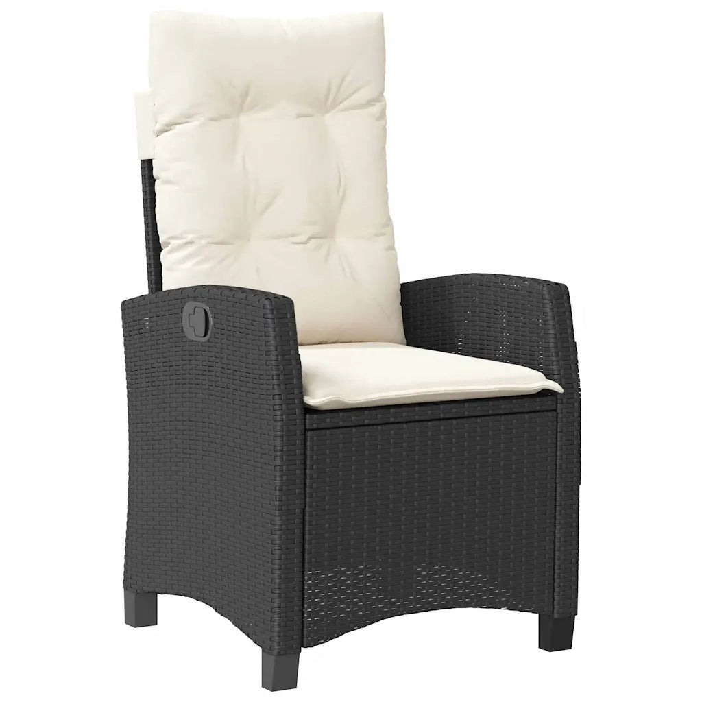Set da Pranzo per Giardino con cuscino 3 pcs Nero polyrattan