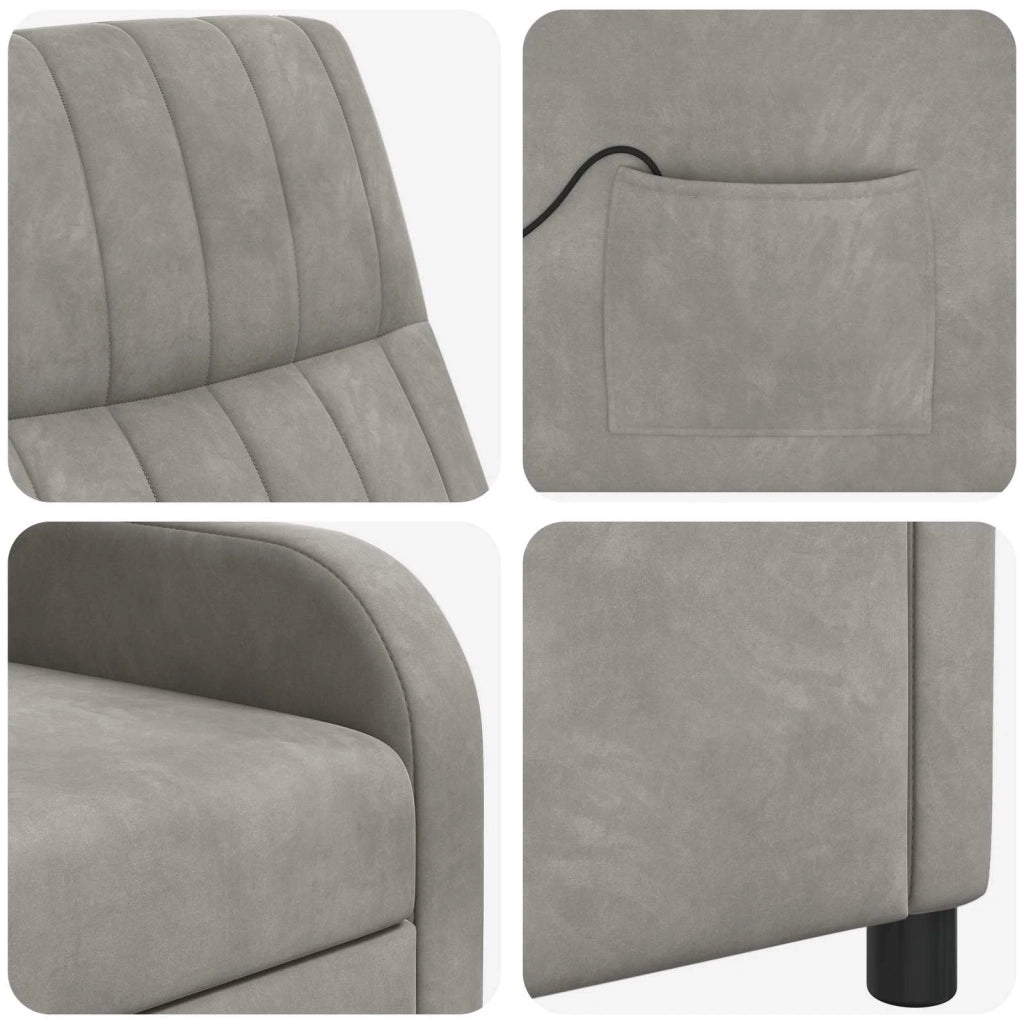 Poltrona Massaggiante Grigio Chiaro Velluto (V) 42035120
