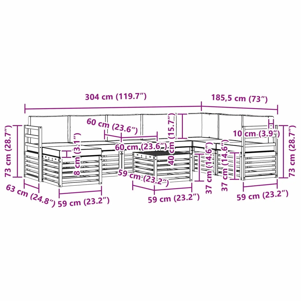 Set divani Legno di Acacia Massello 3392338