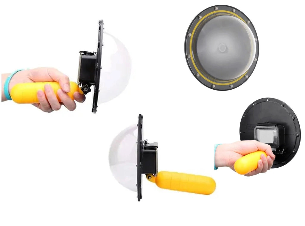 Custodia impermeabile TELESIN 6" Dome Port per EKEN H9 con custodia per obiettivo accessori con Pistola e Presa Subacquea per Fotografia Subacquea