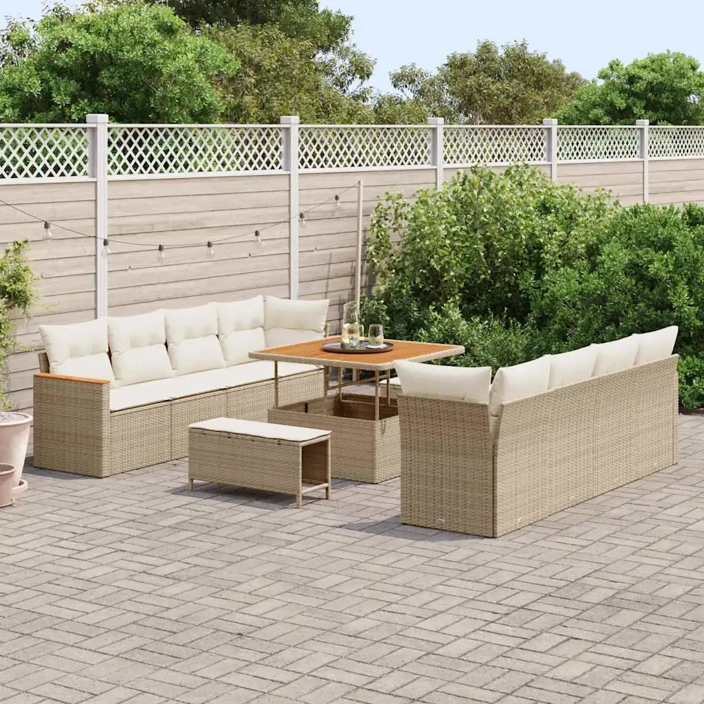 Set Divano da Giardino 11 pcs Beige polyrattan