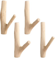 Haken di legno naturale, pacchetto da 4 di haken di legno vintage per cappe, manufatti a mano per appendiabiti, haken di legno naturale per armadi a muro, appendiabiti, hanger per chiavi, armadietto per bambini (larghezza 2-3 cm, senza fori)