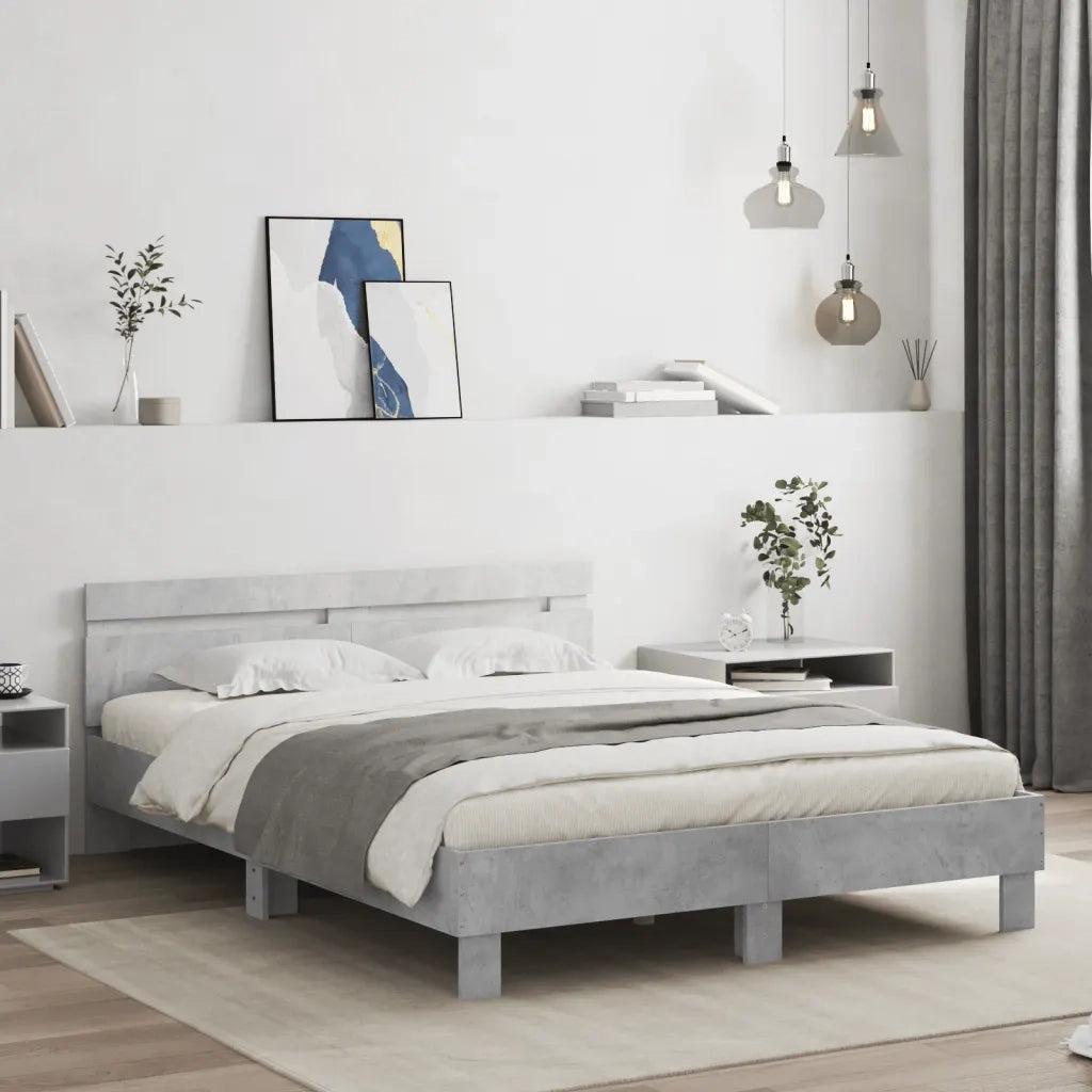 Giroletto con Testiera e LED Grigio Cemento 150x200 cm 3207542