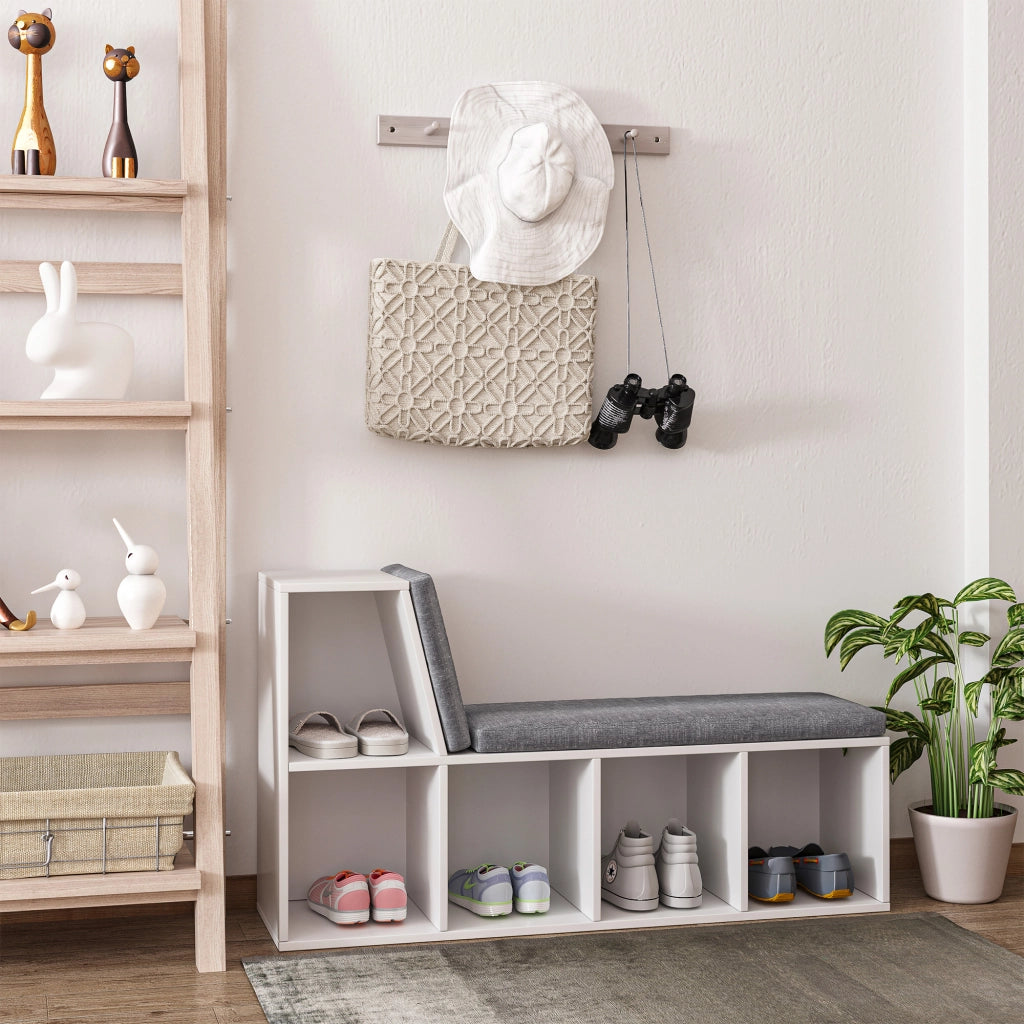 Libreria con divano 2 posti ¨C Minimal ¨C 5 scomparti, bianco grigio, 108x30x60 cm