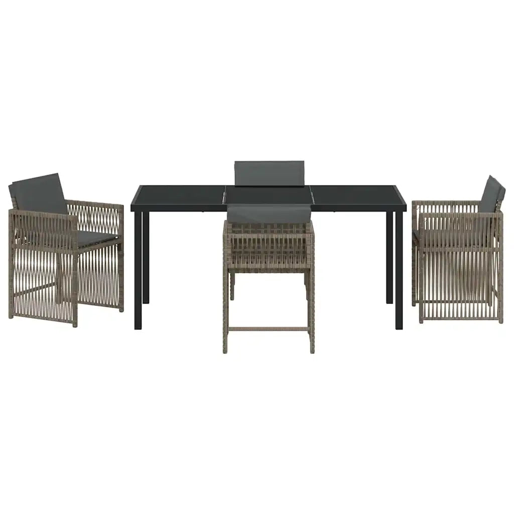 Set da Pranzo per Giardino 5 pcs Grigio polyrattan