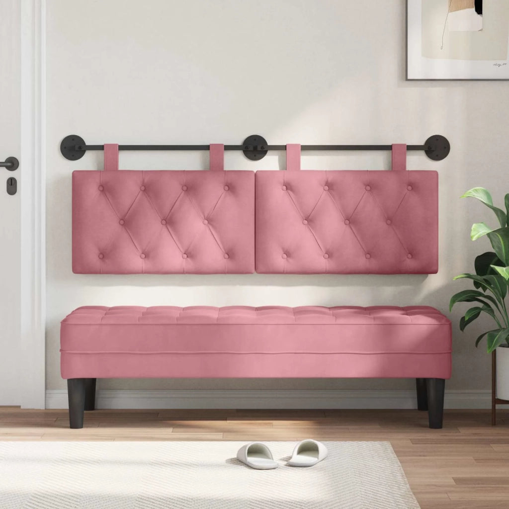 Testiera | Testata sospesa Con luce LED Rosa Velluto