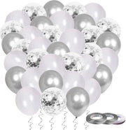 Decorazioni di Festa Palloni Argento Palloni all'Helio - 60 Pezzi Palloni Confetto Metallici per Matrimonio Compleanni Battesimo Decorazioni di Festa - Argento