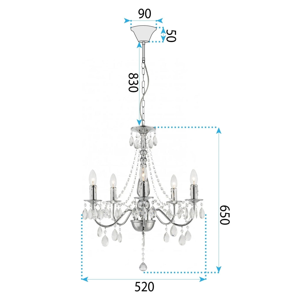 Lampada Da Soffitto Ebt014-5cp Chrome