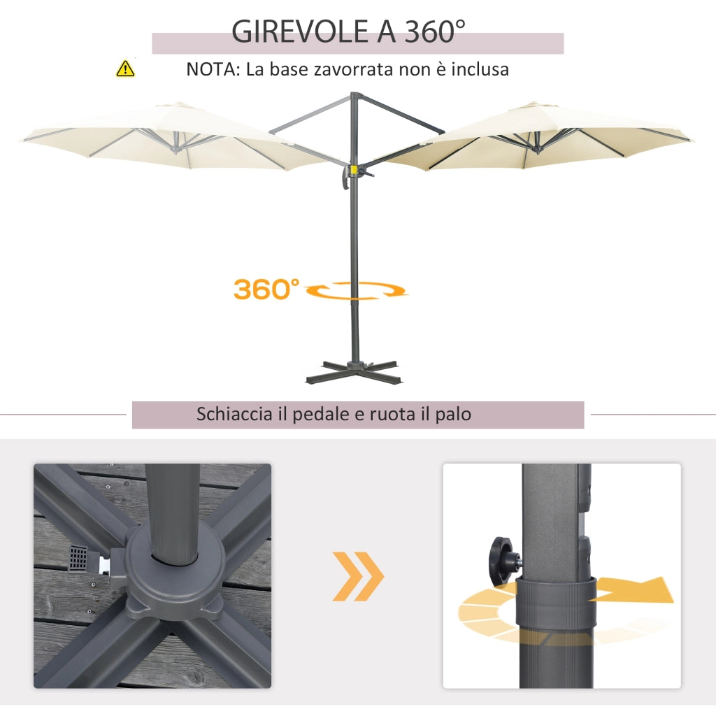 Ombrellone da Giardino ¨C Minimal ¨C Crema 300x250 cm