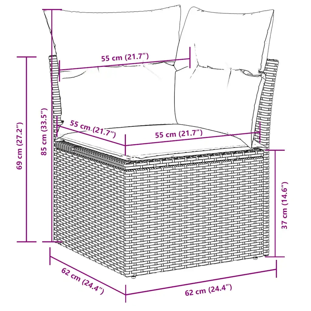 Set Divano da Giardino 8pz con Cuscini Grigio Chiaro Polyrattan 3222821