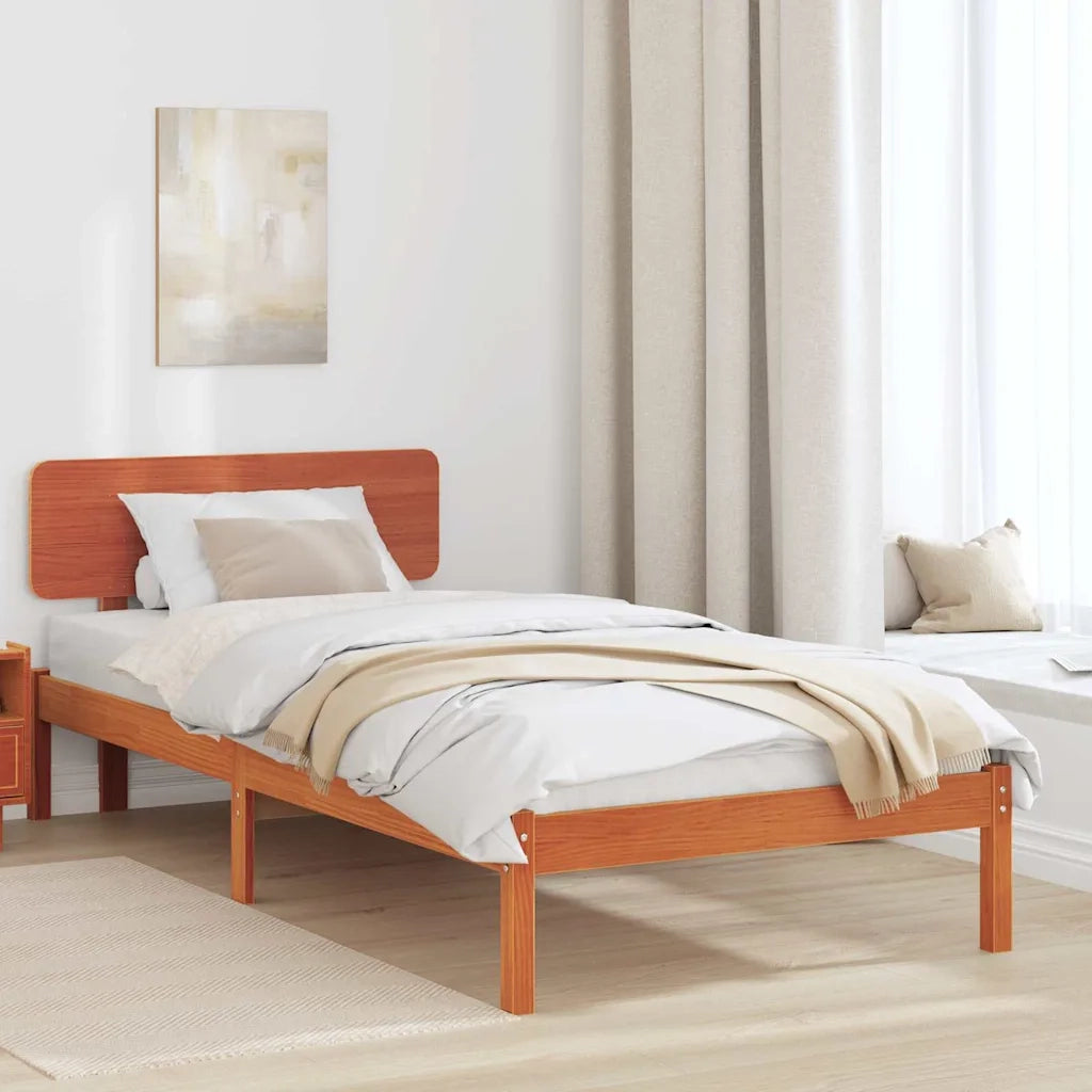 Letto singolo | Letto per adulti | Struttura del letto Marrone cerato 90 x 190 cm Pino massello