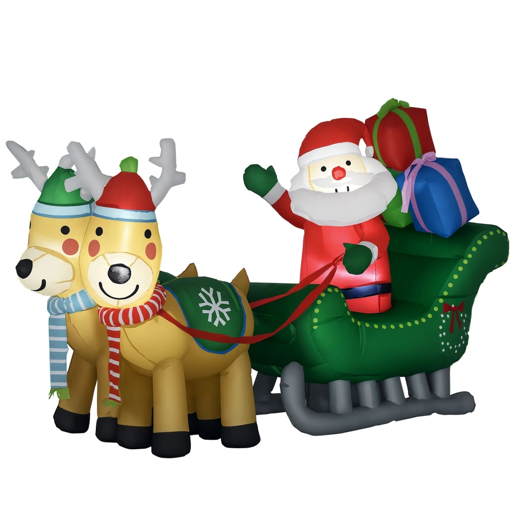 Decorazione Natalizia Inflabile Babbo Natale con Trineo e Reni ¨C zephmum ¨C 210x70x125 cm