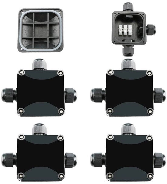 4 pezzi di box di connessione cavo IP66 impermeabile, connessione a cavo a vite Ø 5 mm - 10 mm, 3 vie, per esterno/esterno