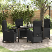 Set da Pranzo per Giardino con cuscino 5 pcs Nero polyrattan