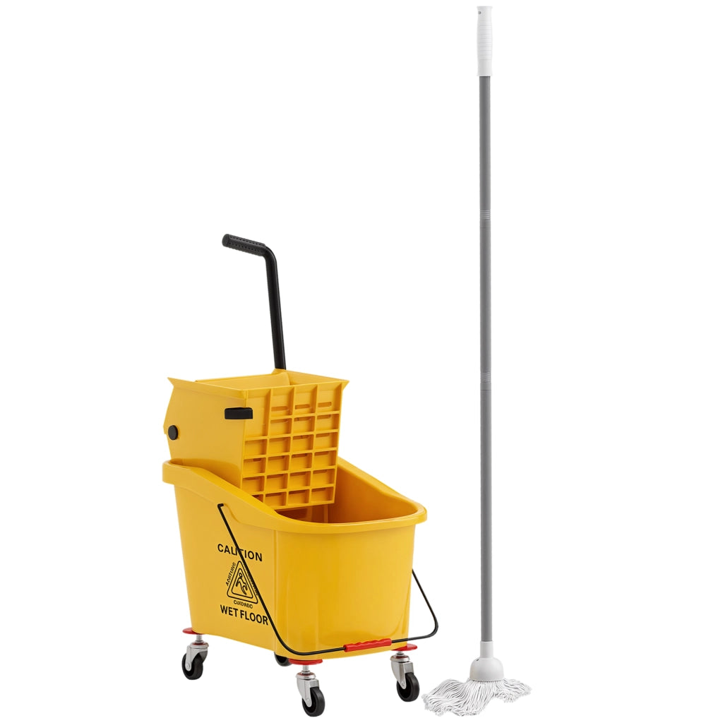 Secchio Lavapavimenti Professionale 36L con Mocio, Strizzatore e Ruote ¨C Minimal ¨C Giallo 55x37x65 cm