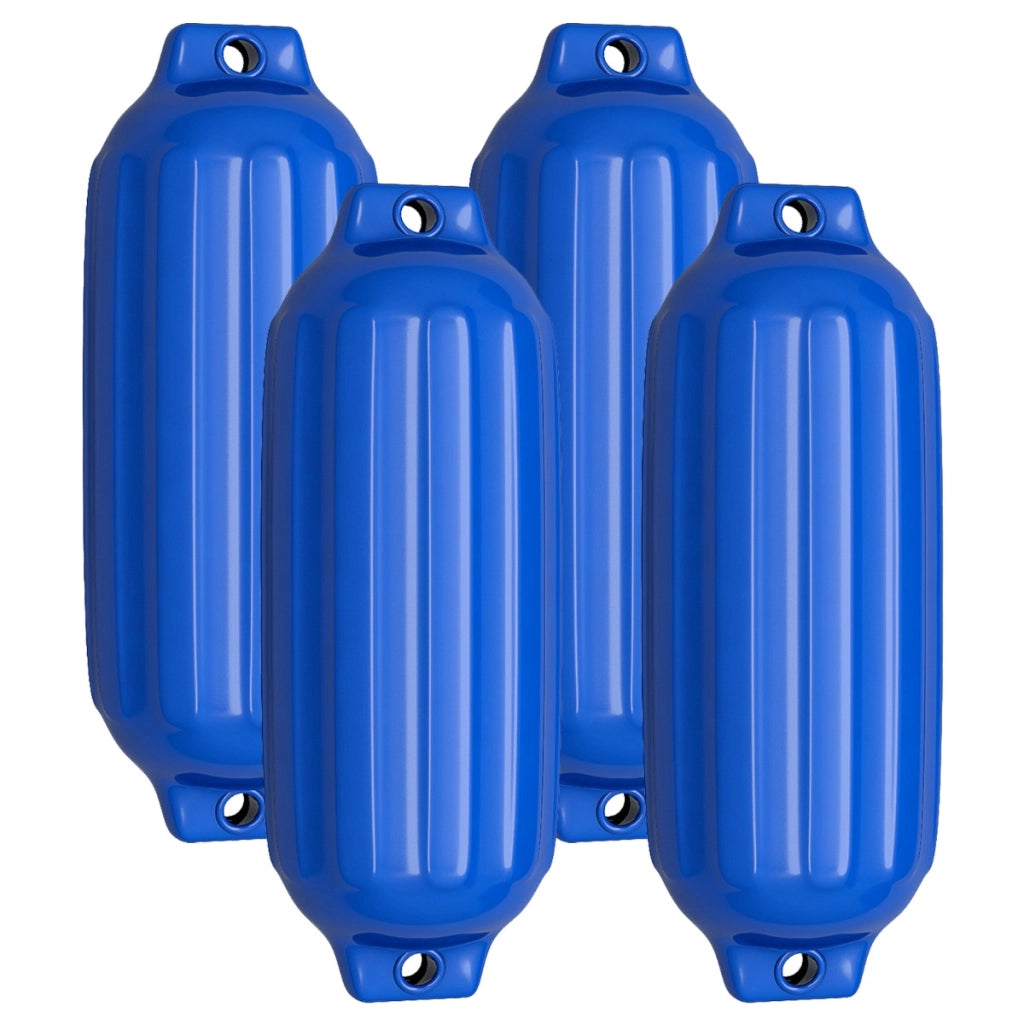 Parabordi barca gonfiabile per l¡¯attracco in PVC di 4 pezzi, Set di parabordi per barca a 2 anelli Blu