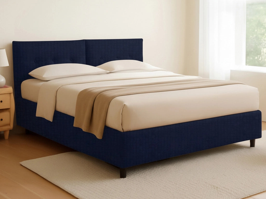 Bath, Letto Matrimoniale Sfoderabile Made in Italy, Viola Scuro