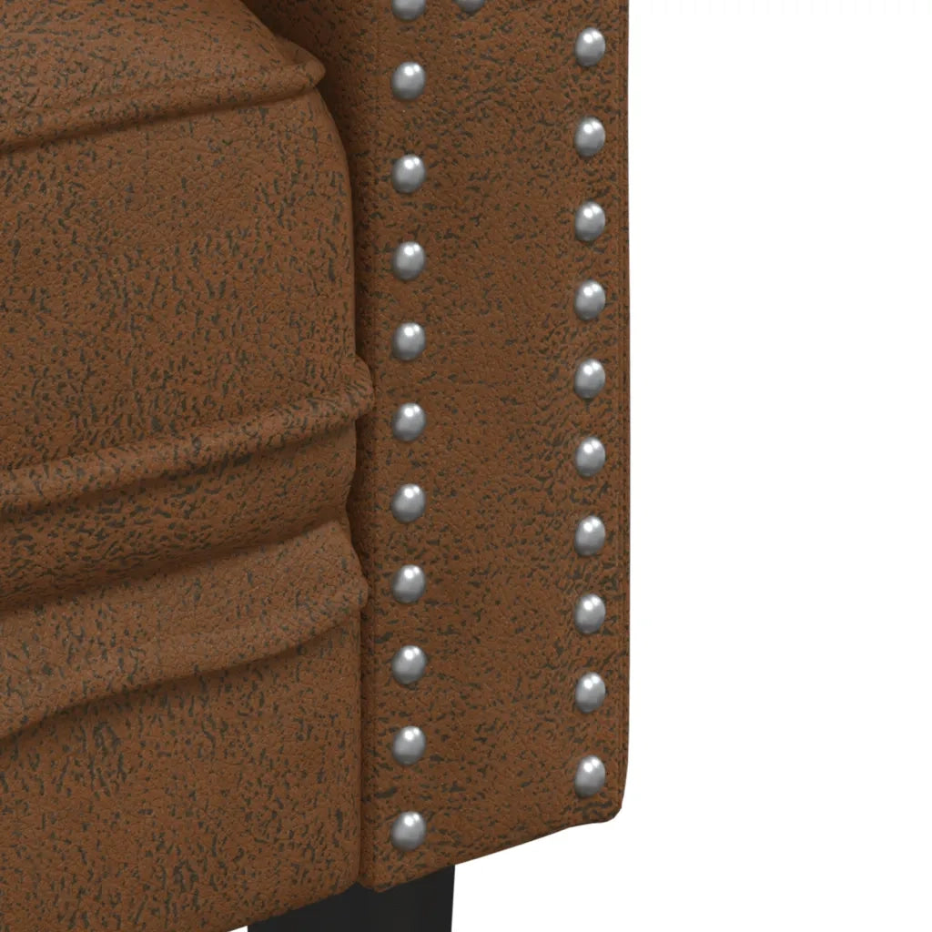 Poltrona | Sedia Relax Chesterfield Marrone in Similpelle Scamosciata