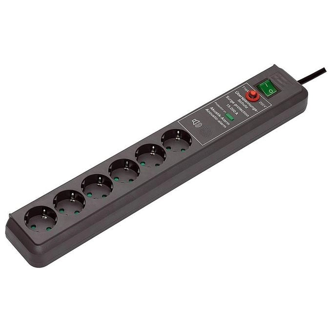 Brennenstuhl 1159540376 Secure-Tec Presa Multipla con Protezione da Sovratensione 6 Prese 3 m Cavo H05VV-F 3G1,5 colore Antracite