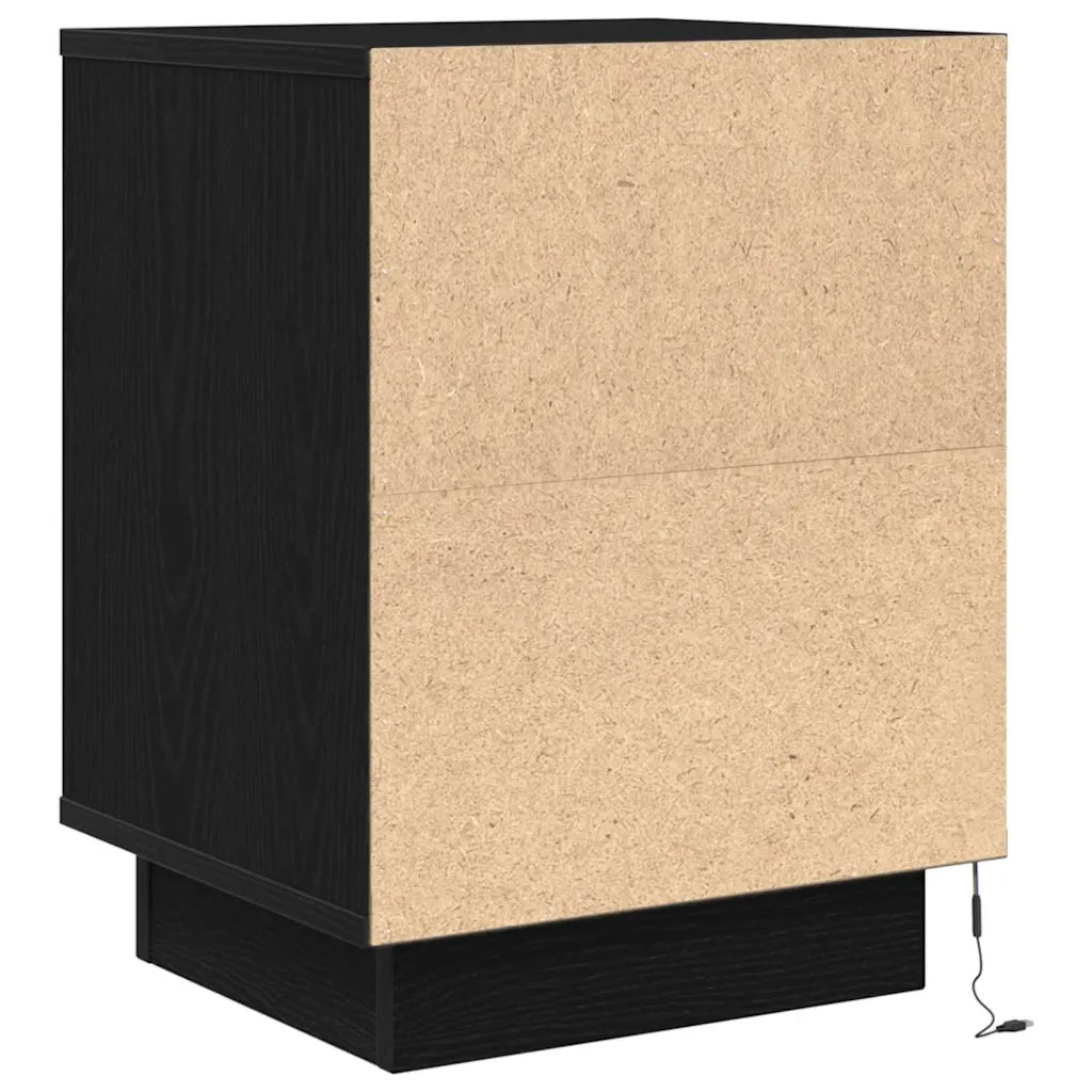 Comodino | Armadio da Notte | Mobiletto da notte con Luci LED Nero 38x34x50 cm