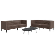 Set Divani Chesterfield 2pz Marrone in Similpelle 3209276