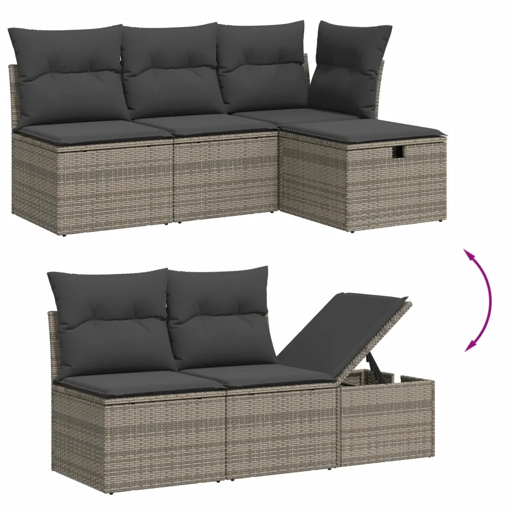 Set Divano da Giardino 5 pz con Cuscini Grigio in Polyrattan 3263136