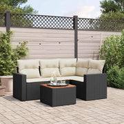 Set Divani da Giardino 5 pz con Cuscini in Polyrattan Nero