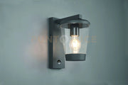 CAVADO APPLIQUE DA ESTERNO ANTRACITE CON DIFFUSORE TRASPARENTE IP44 CON SENSORE MOVIMENTO H. 28CM 1 LUCE ATTACCO E27