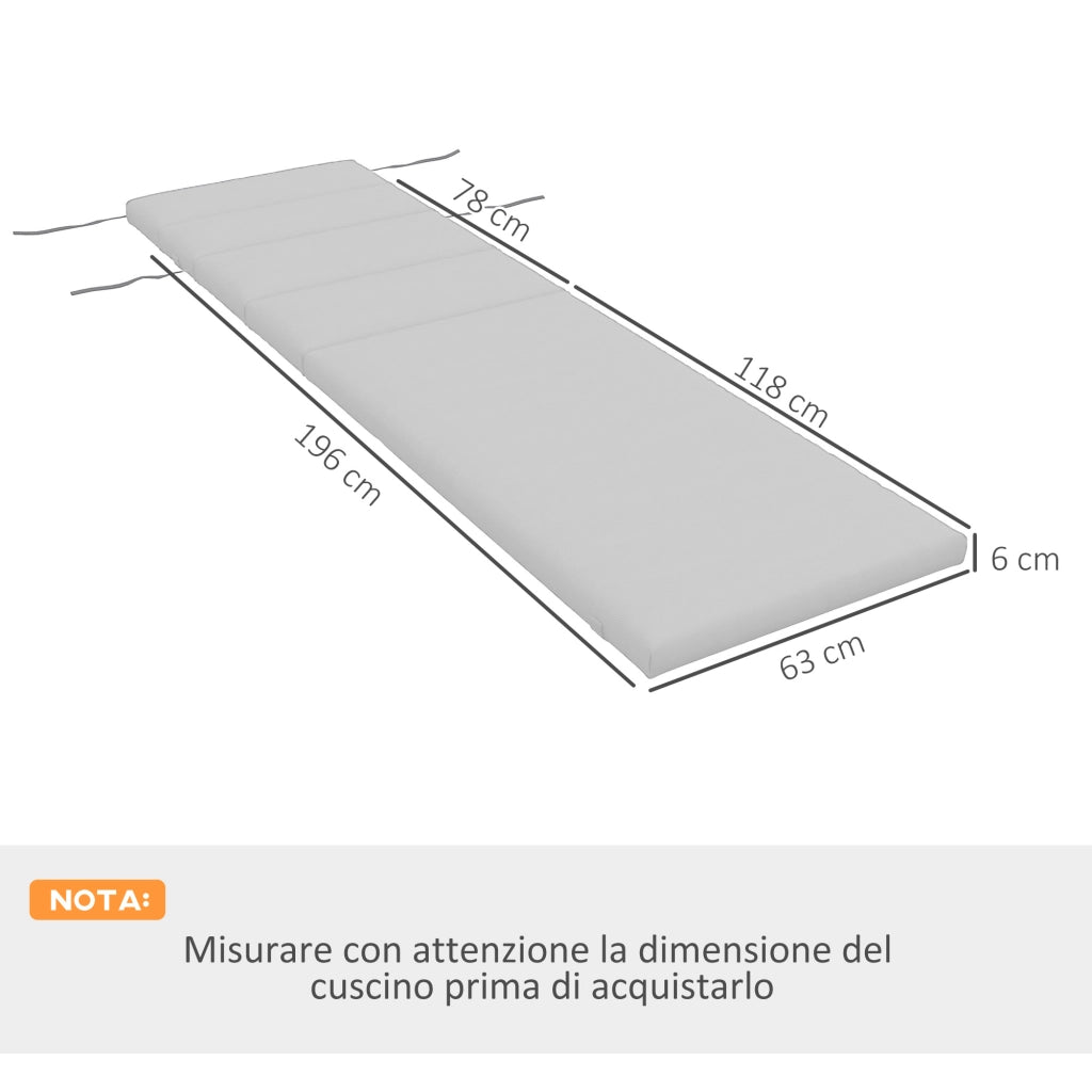 Cuscino per Lettino Prendisole ¨C Xylo ¨C Tessuto Grigio Chiaro con Lacci