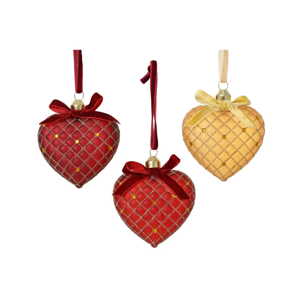 Cuore Vt trasparente c/glitter-gemme d8cm