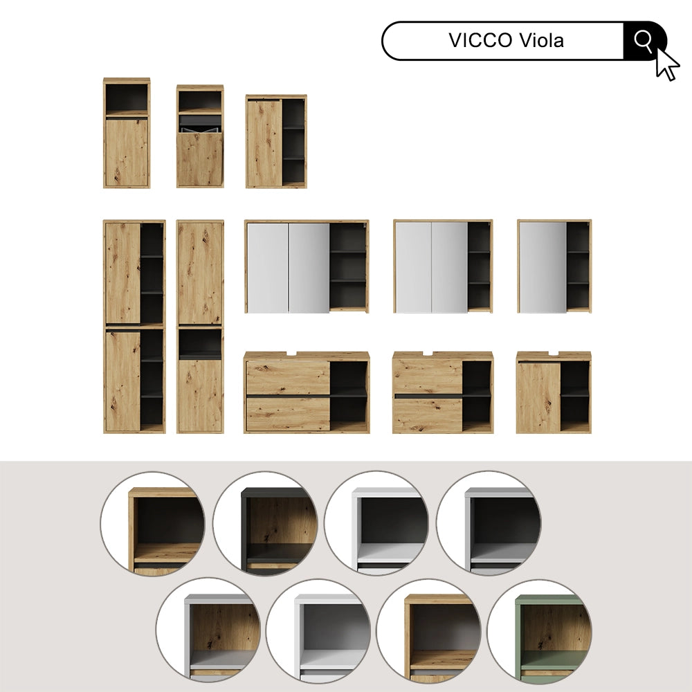Vicco Set mobili bagno Marrone 3 parti