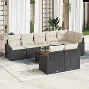 Set Divano da Giardino con cuscino 9 pcs Nero polyrattan