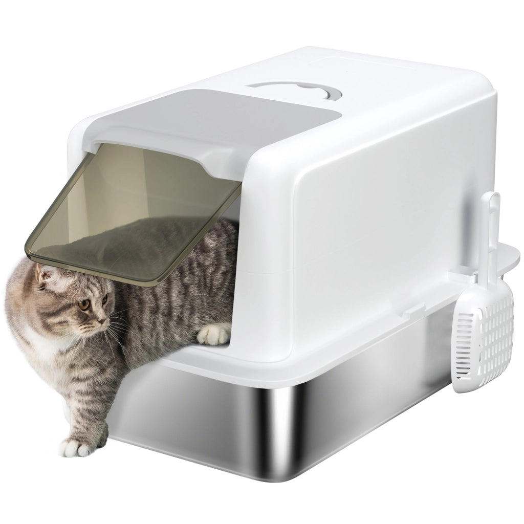 Lettiera per Gatti ¨C Minimal ¨C Acciaio Inox 40.5x60.5x41.5 cm Bianco/Argento