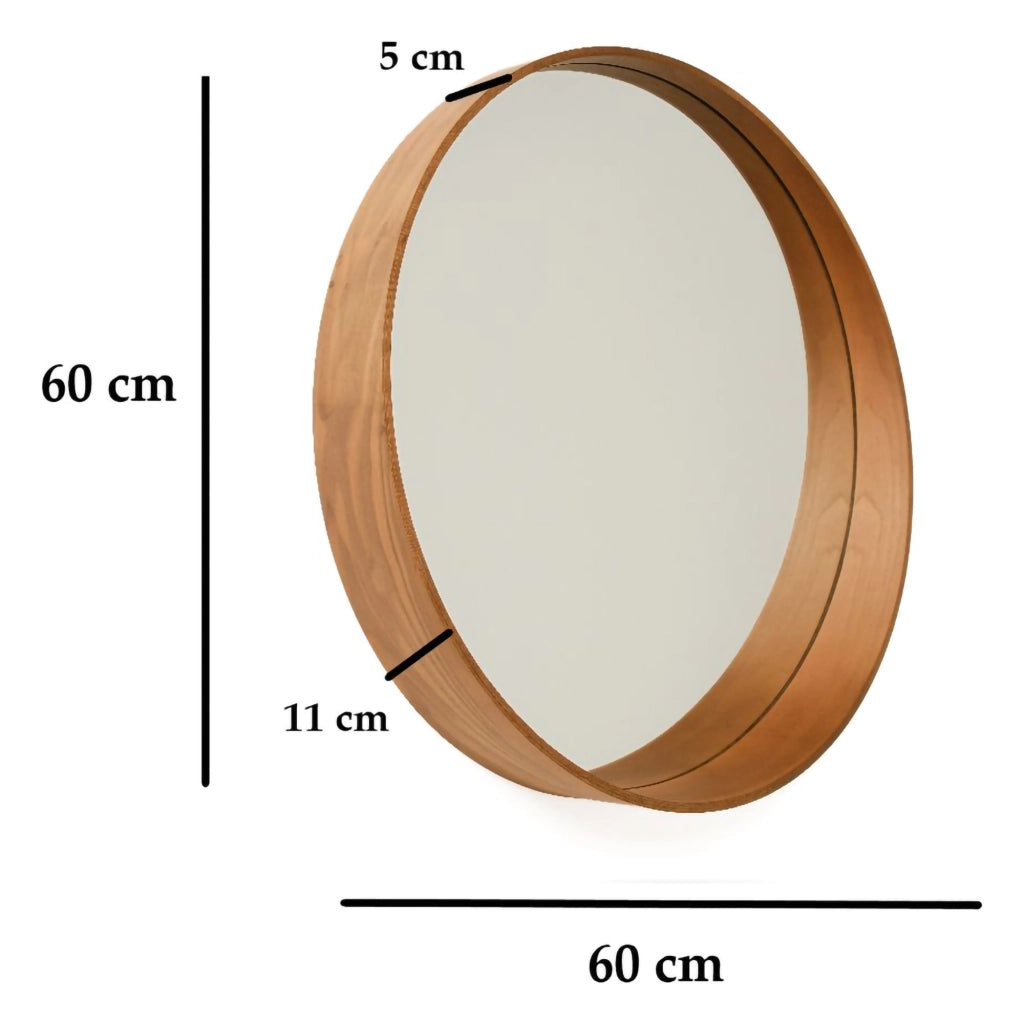 Telve, Specchio Forma Rotondo, 60x60h cm Marrone Noce