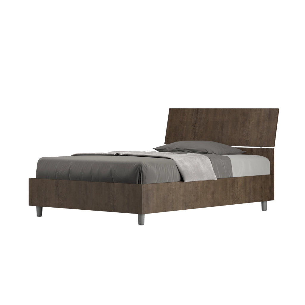 BS COM Letto una piazza e mezza con rete 120x190 testata inclinata noce