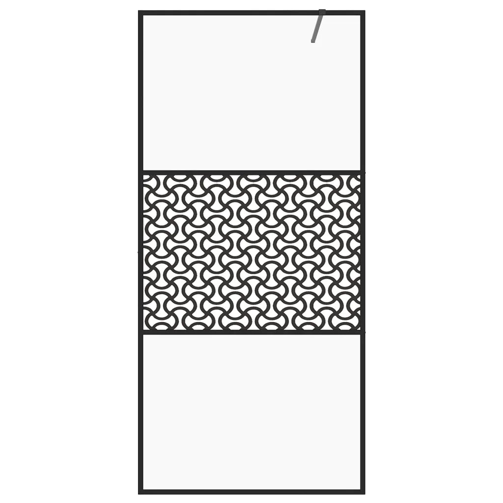 Parete per Doccia Walk-in Vetro Trasparente ESG 90x195 cm Nera 151029