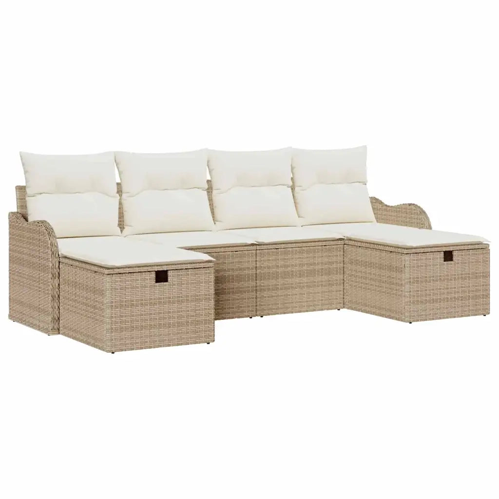 Set di divani con cuscino 6 pcs Beige e Crema polyrattan 3359020