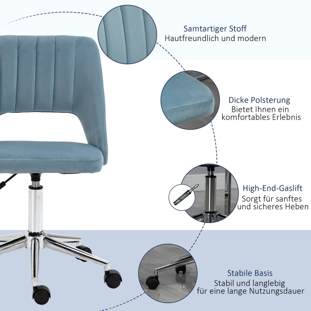 Sedia da ufficio imbottita in velluto ¨C zephmum ¨C blu