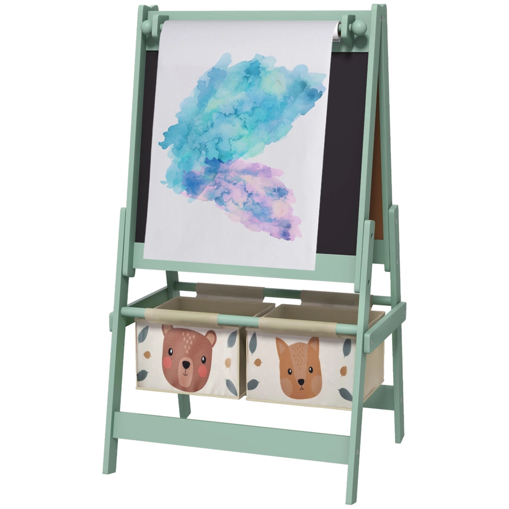 Lavagna Cavalletto 3in1 Bambini ¨C Xylo ¨C Verde con 2 Contenitori 54x46.5x93cm Et¨¤ 3-8 Anni