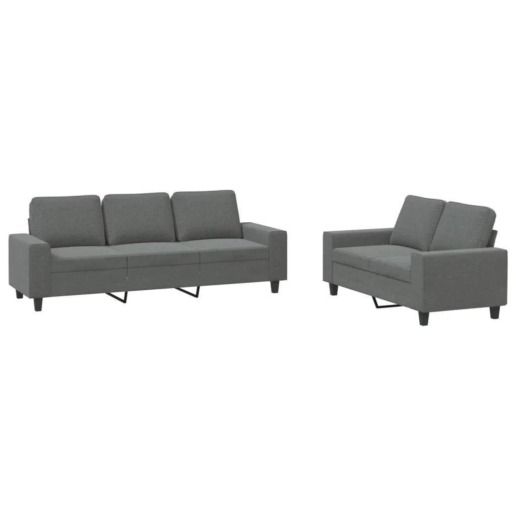 Set di Divani 2 pz Grigio Scuro in Tessuto