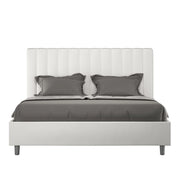 BS COM Letto matrimoniale con rete imbottito 160x210 similpelle bianco