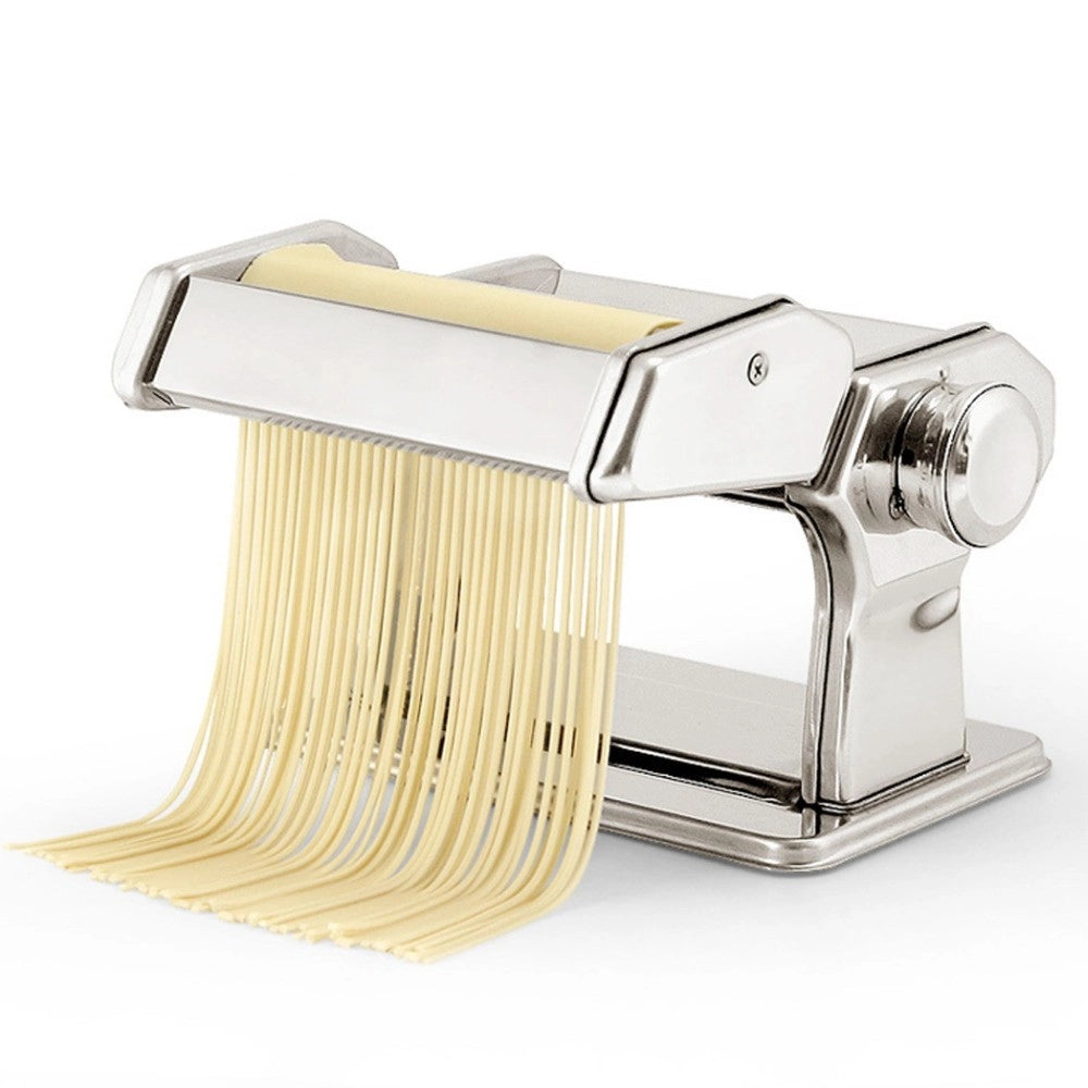 Trade Shop - Macchina Per Pasta Manuale Da Cucina In Acciaio Cromato Fettuccine Tagliolini -