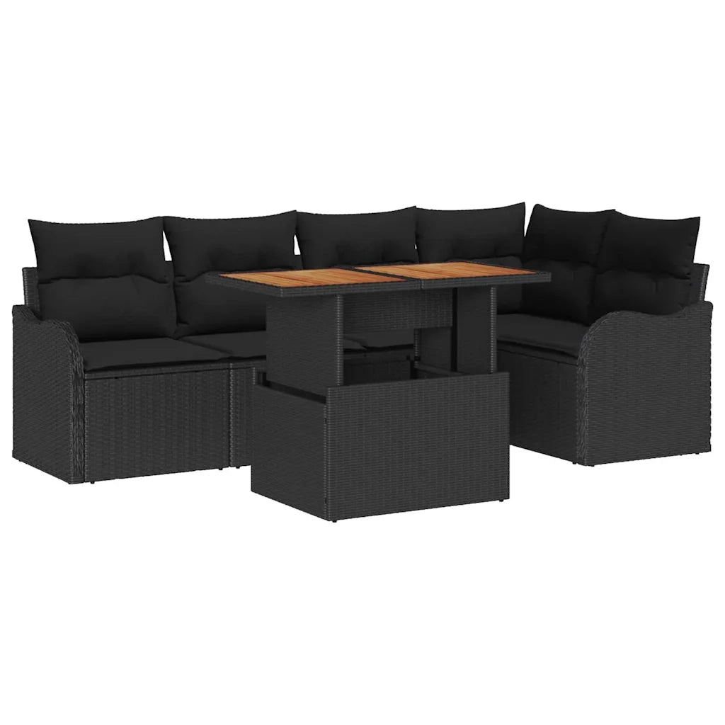 Set Divano da Giardino con archiviazione 6 pcs Nero Poly Rattan 3358200