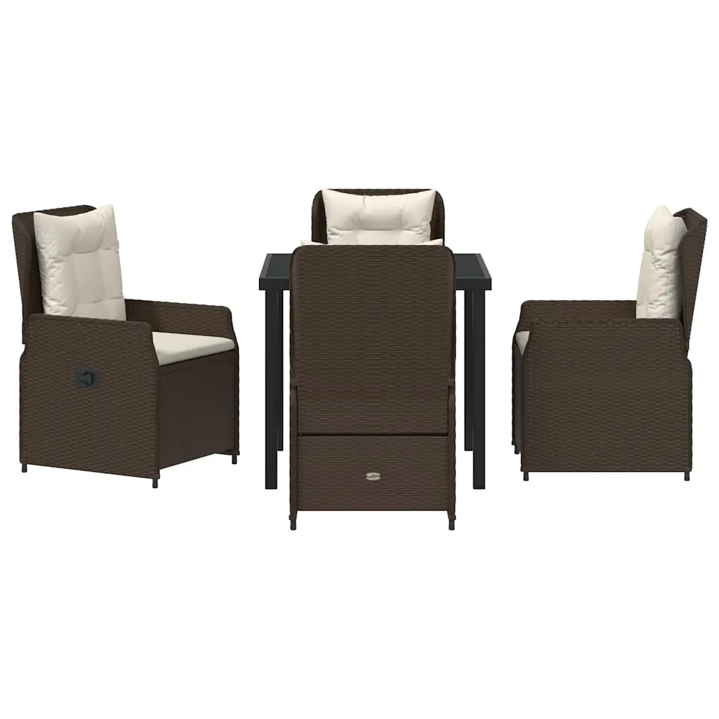 Set da Pranzo per Giardino 5 pcs Marrone polyrattan