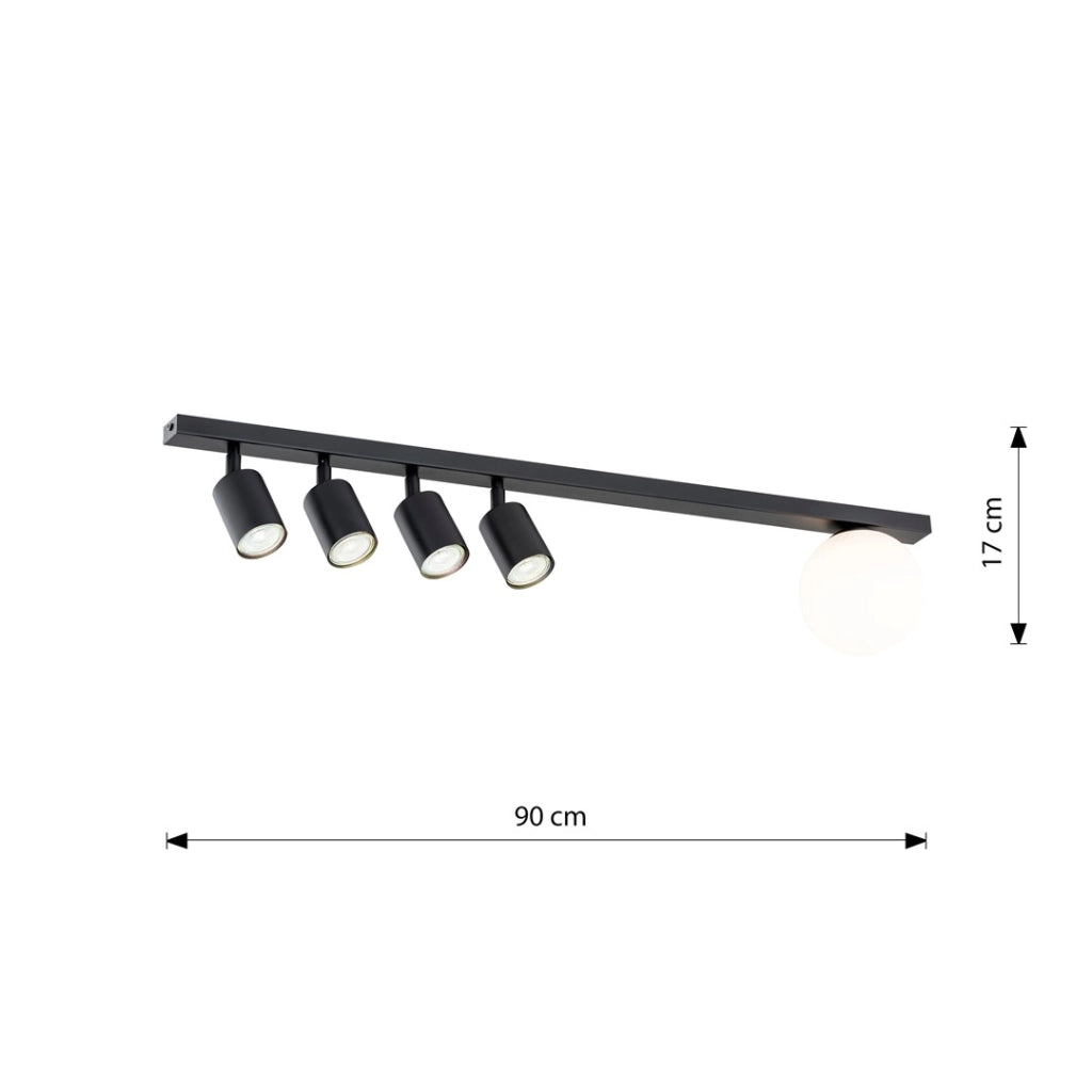 Plafoniera Emibig BASTER nera 90cm 5 luci 4xGU10+E14