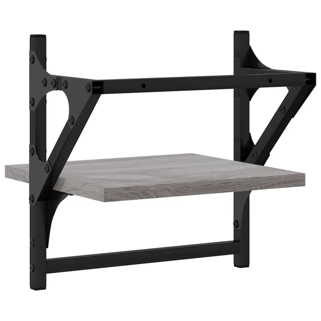 Mensole a Parete con Aste 2pz Grigio Sonoma 30x25x30 cm 836236