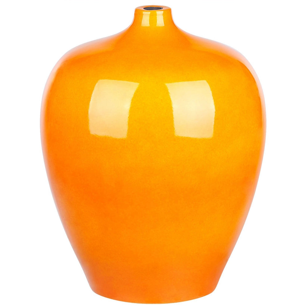 Vaso di terracotta alto color arancione forma rotonda 42 cm stile moderno salotto