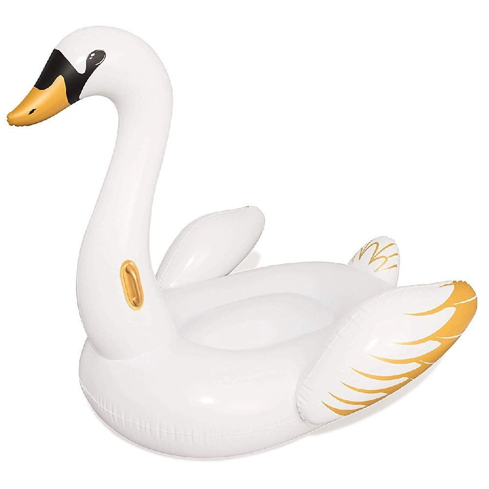 Trade Shop - Cigno Fashion Luxury Cavalcabile Gigante 169 X 169 Cm Bianco E Oro Isola -