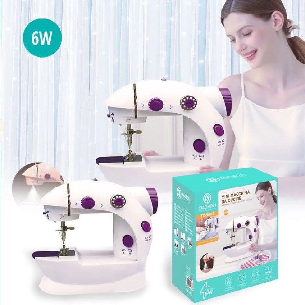 Trade Shop - Mini Macchina Da Cucire Portatile Cucito 6 Watt Tx-9063 Elettrica Con 2 Velocità -